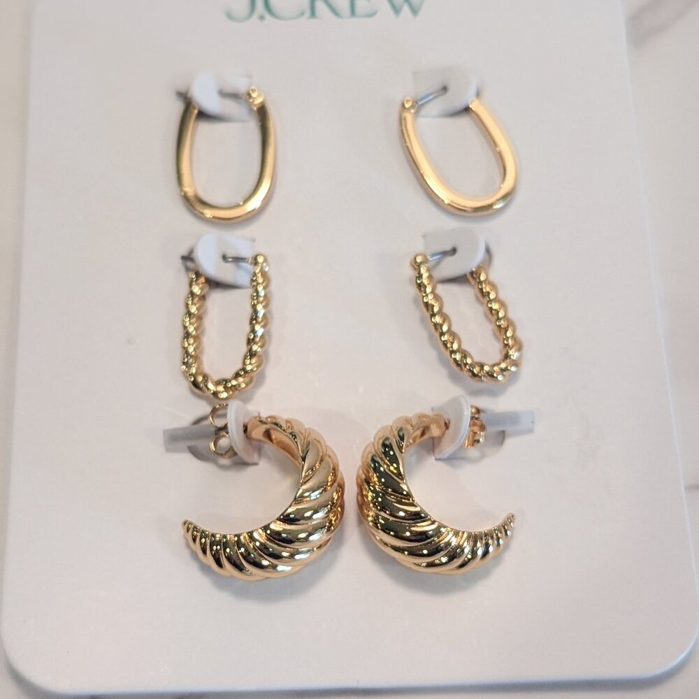 J.Crew Sculptural Gold Earrings set-of-three - Picture 5 of 6